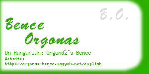 bence orgonas business card